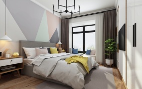 舒适极简卧室3D模型设计